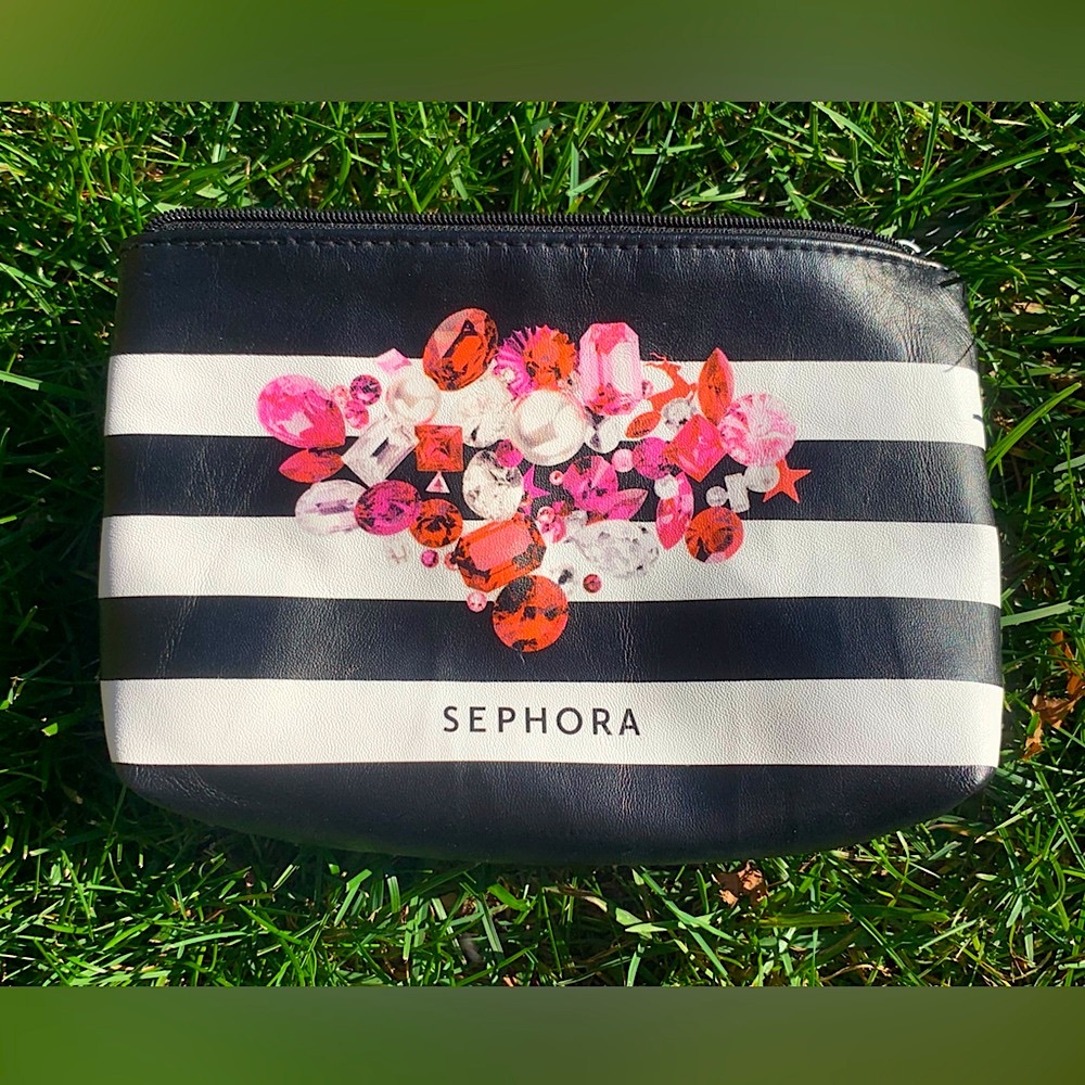 Sephora black and white makeup bag